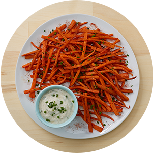 Plated Oven Roasted Carrot Fries Dip Silo