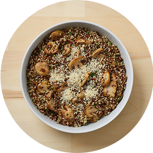 Plated Mushroom Quinoa Pilaf Silo