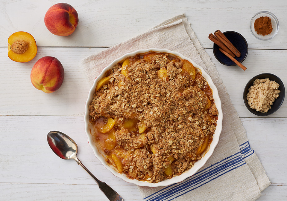 Comida Crumble de durazno