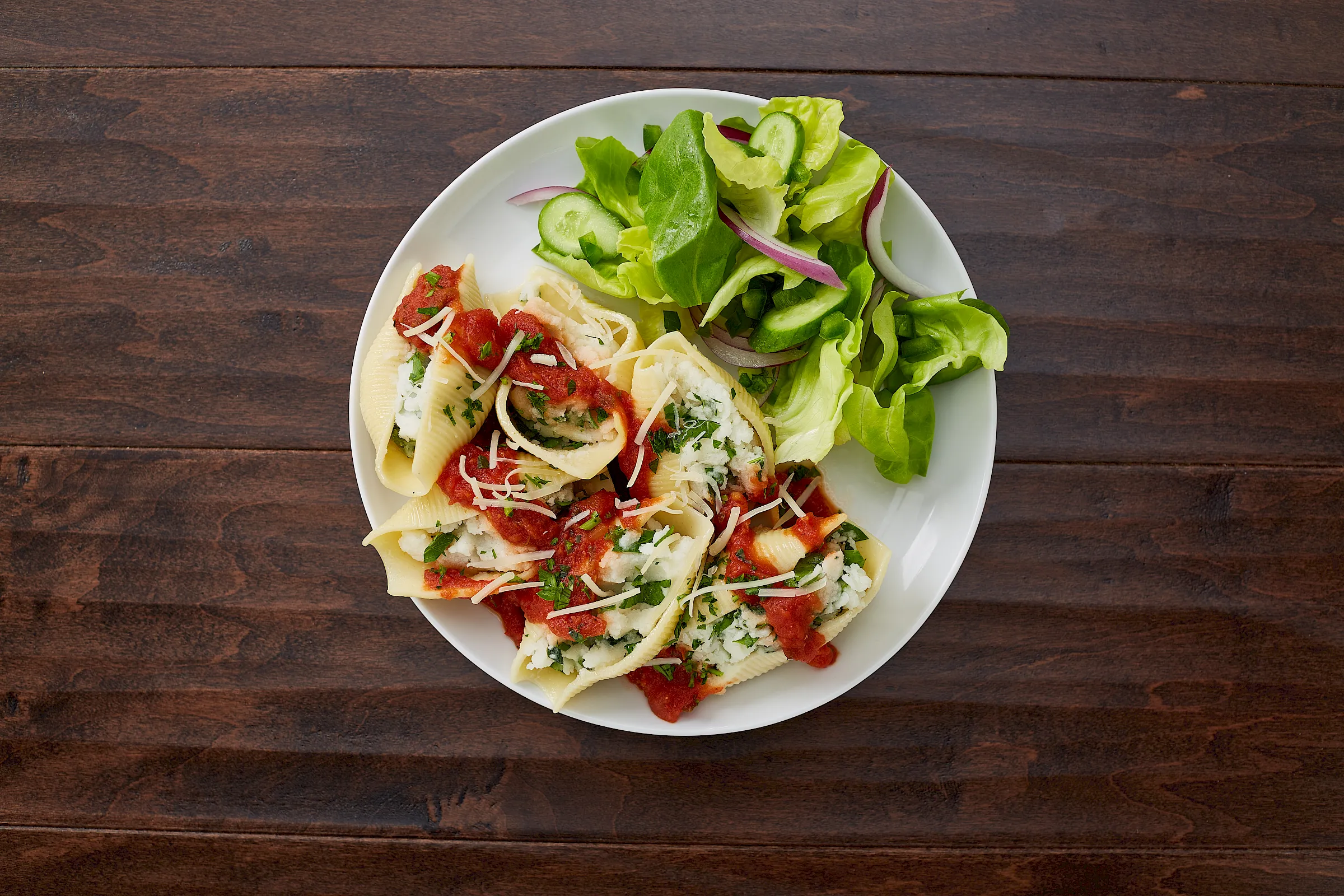 Cauliflower and Mozzarella Stuffed Shells