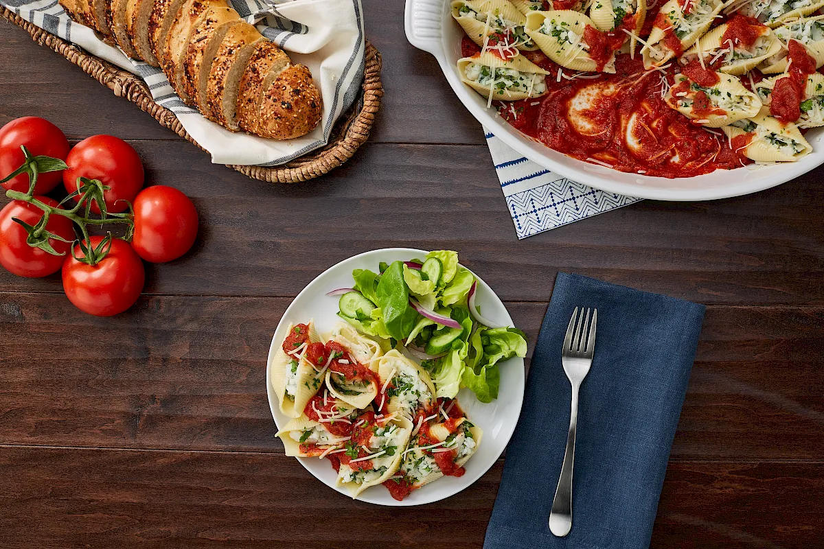 Cauliflower and Mozzarella Stuffed Shells
