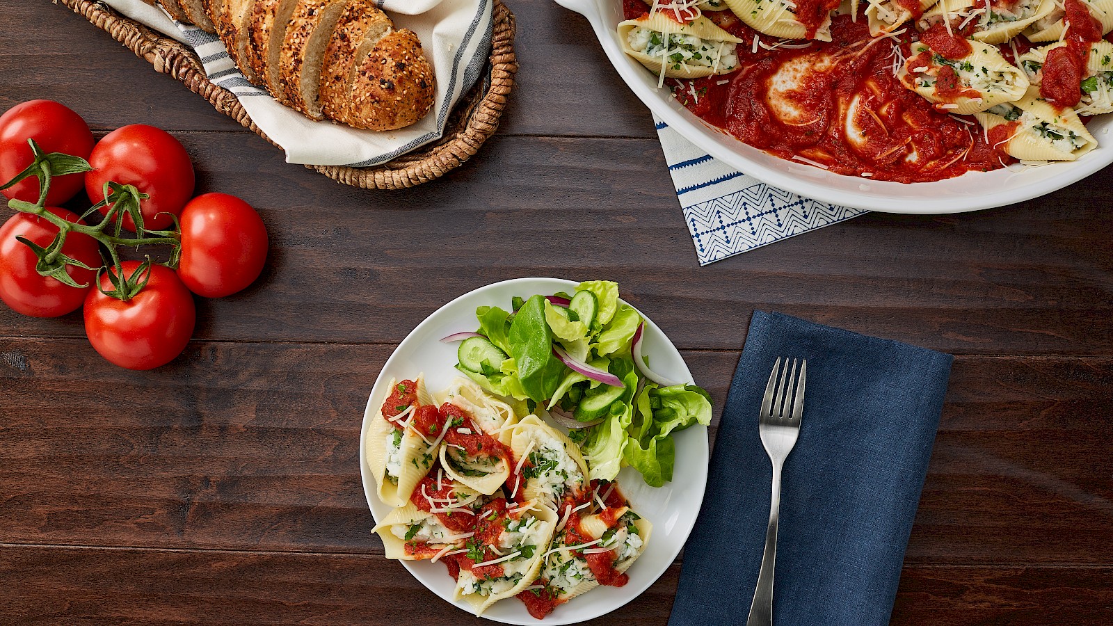 Cauliflower and Mozzarella Stuffed Shells