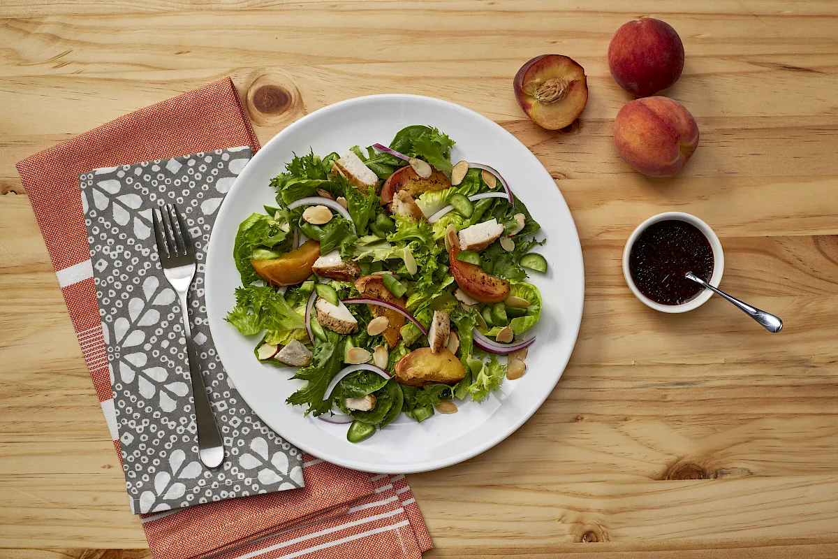Baked Balsamic Peach Salad
