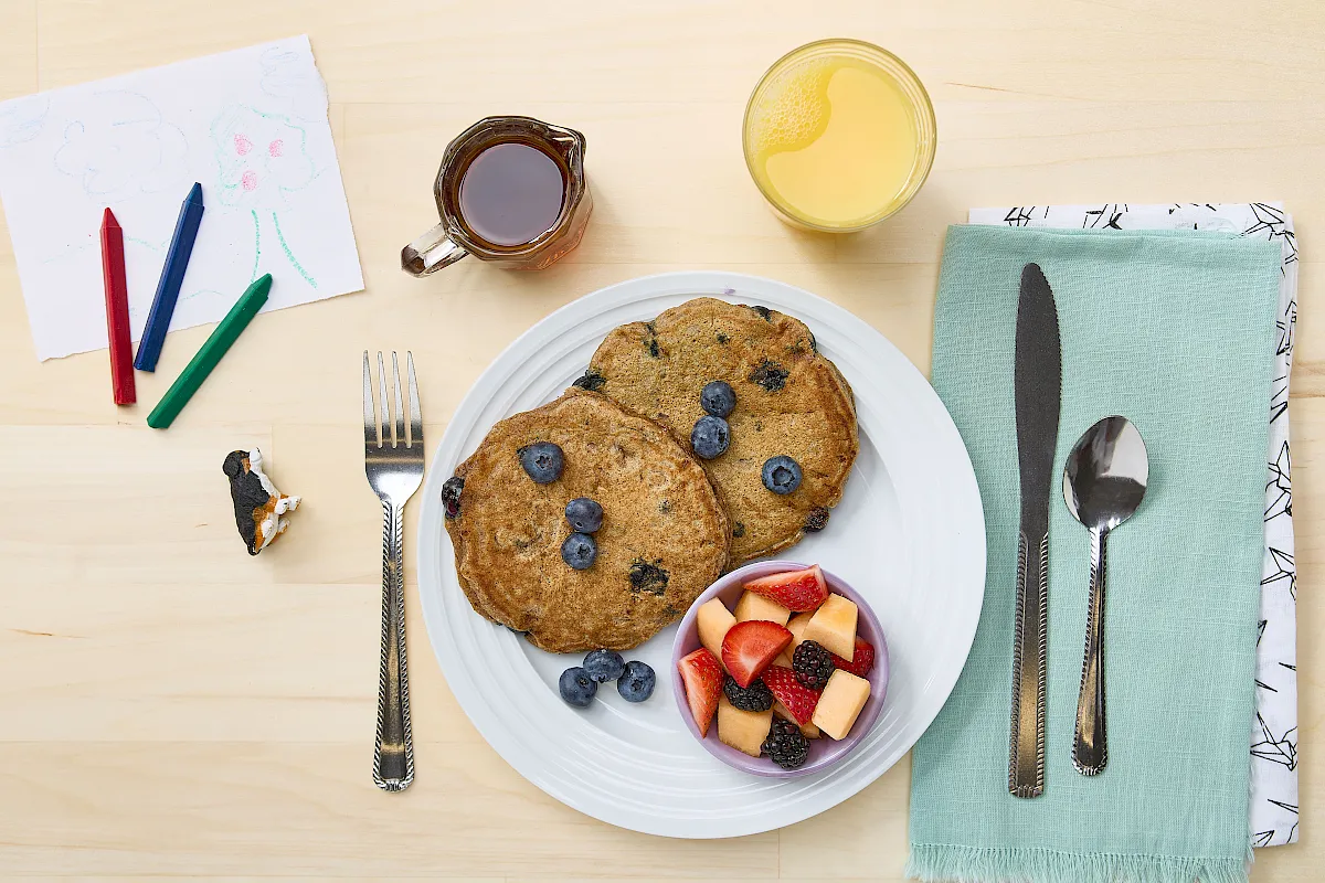 Blueberry Cottage Cheese Pancakes