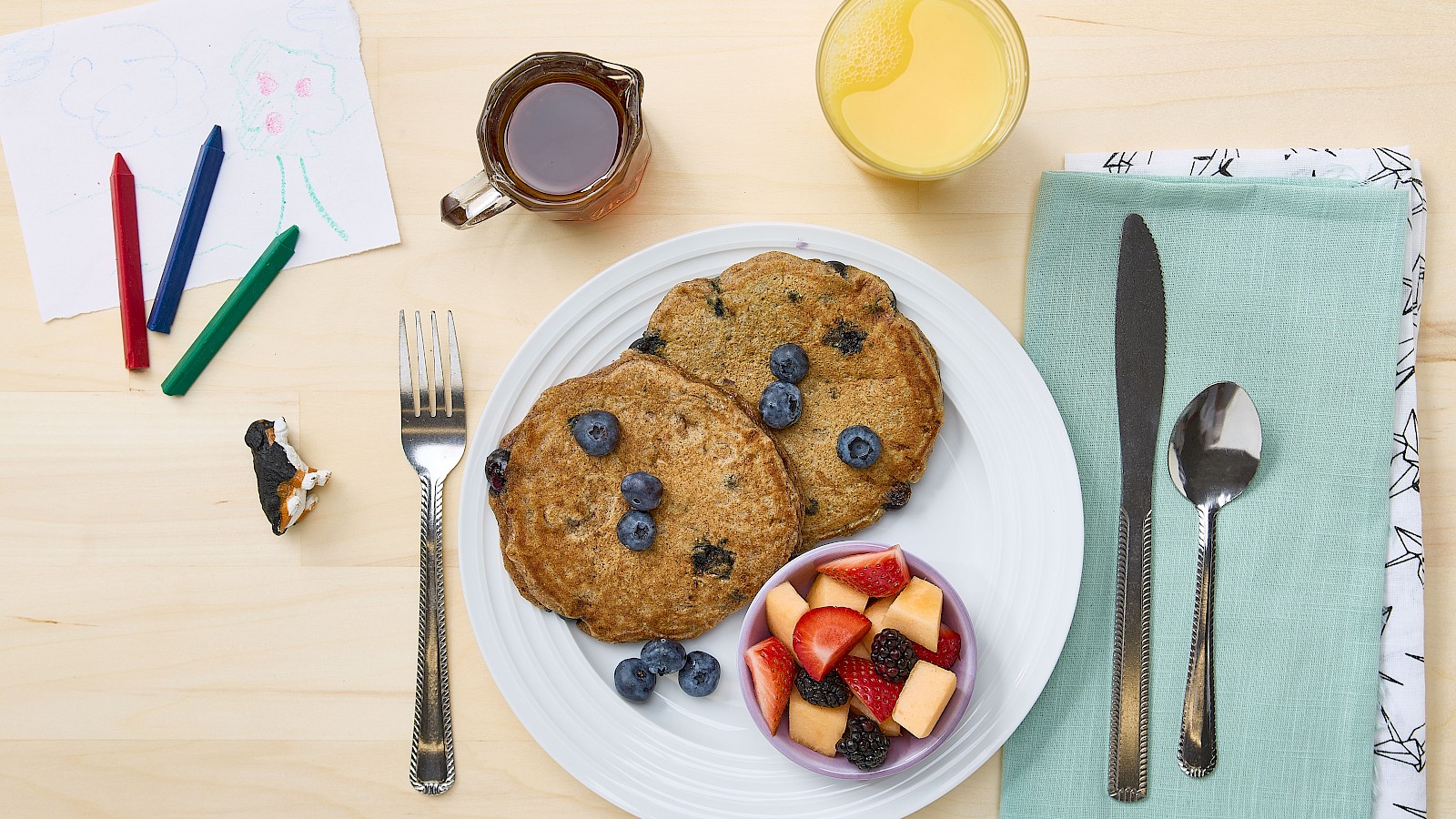 Blueberry Cottage Cheese Pancakes